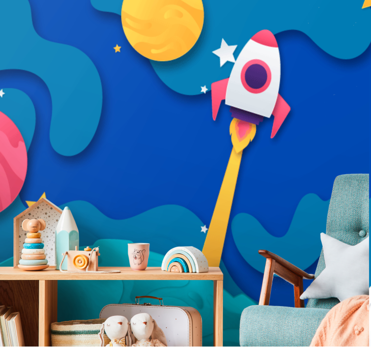 Wall mural fantasy rocket launch adventure - TenStickers