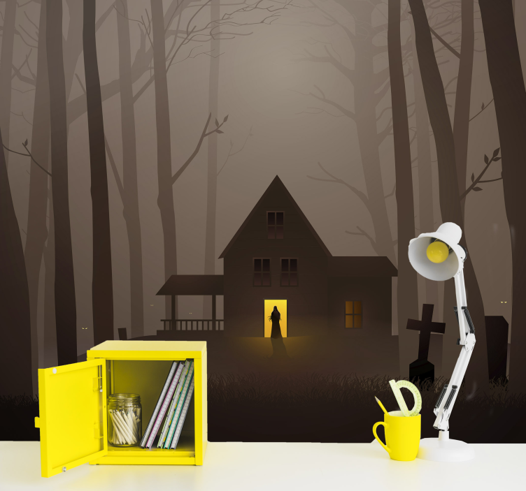 Wall mural halloween creepy haunted house - TenStickers