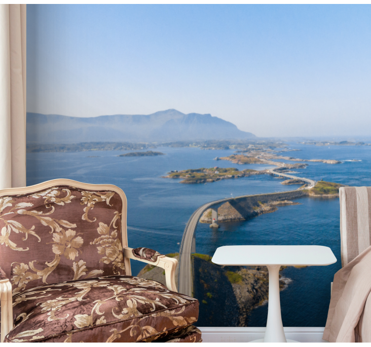 Wall mural mountain coastal pathway scene - TenStickers