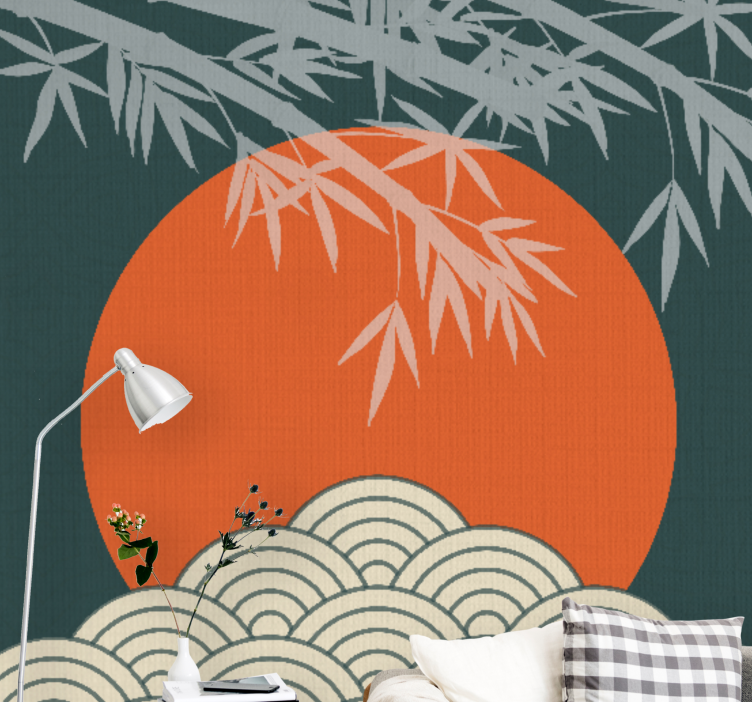 Wall mural nature bamboo and sunset - TenStickers