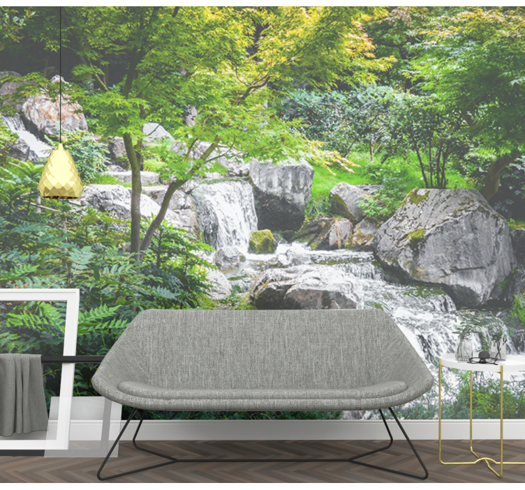 Wall mural nature flowing stream with rocks - TenStickers