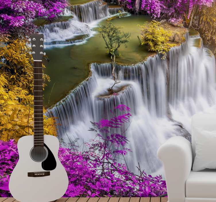 Wall mural nature flowing waterfall landscape - TenStickers
