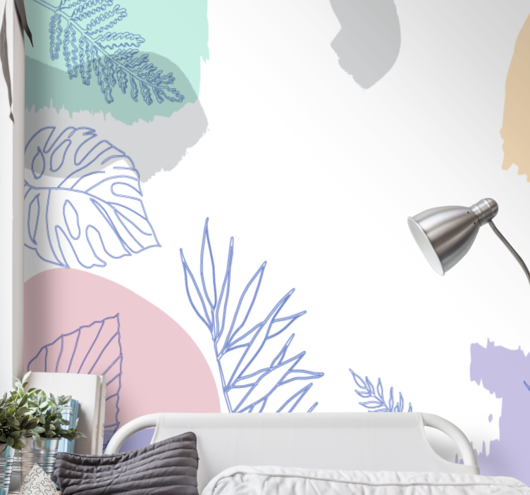 Wall mural nature leafy geometric forms - TenStickers