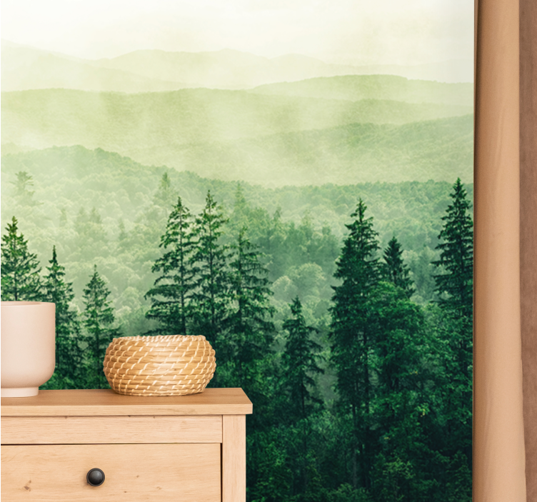 Wall mural nature misty green landscape - TenStickers