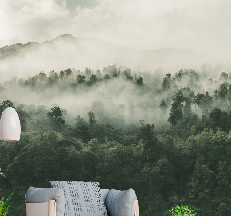 Wall mural nature misty woodland landscape - TenStickers