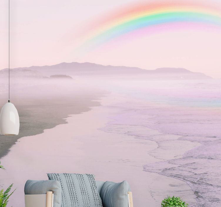 Wall mural nature serene beach rainbow - TenStickers