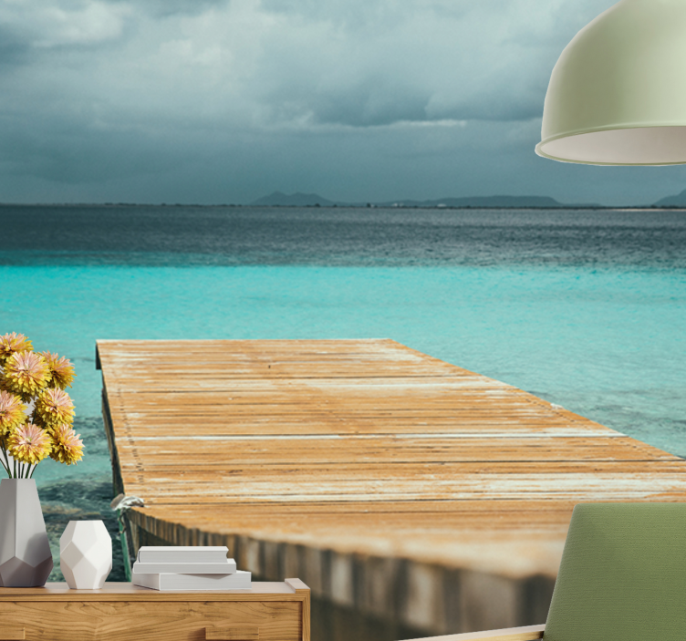 Wall mural nature serene seaside dock - TenStickers