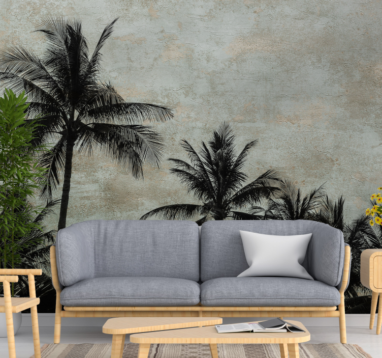 Wall mural nature silhouetted palm trees - TenStickers