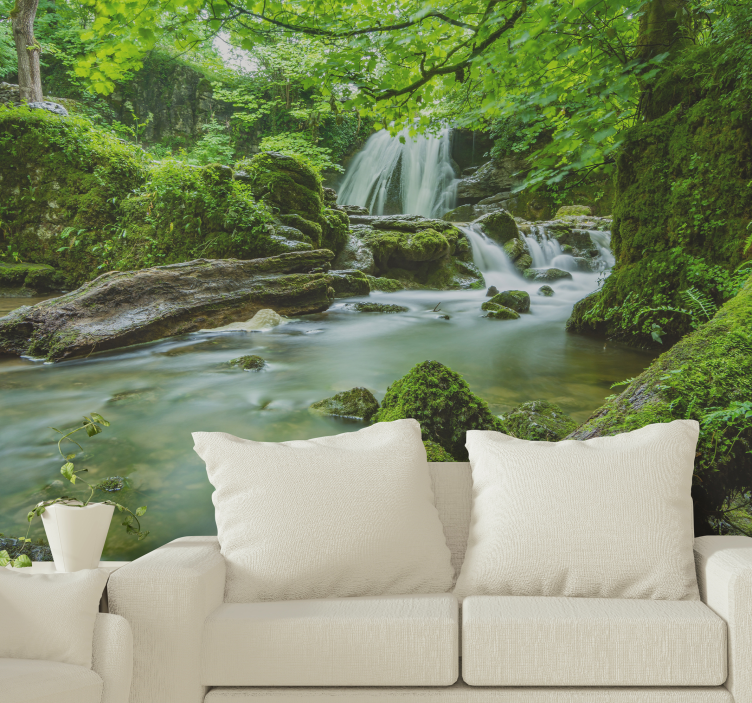 Wall mural nature tranquil woodland stream - TenStickers