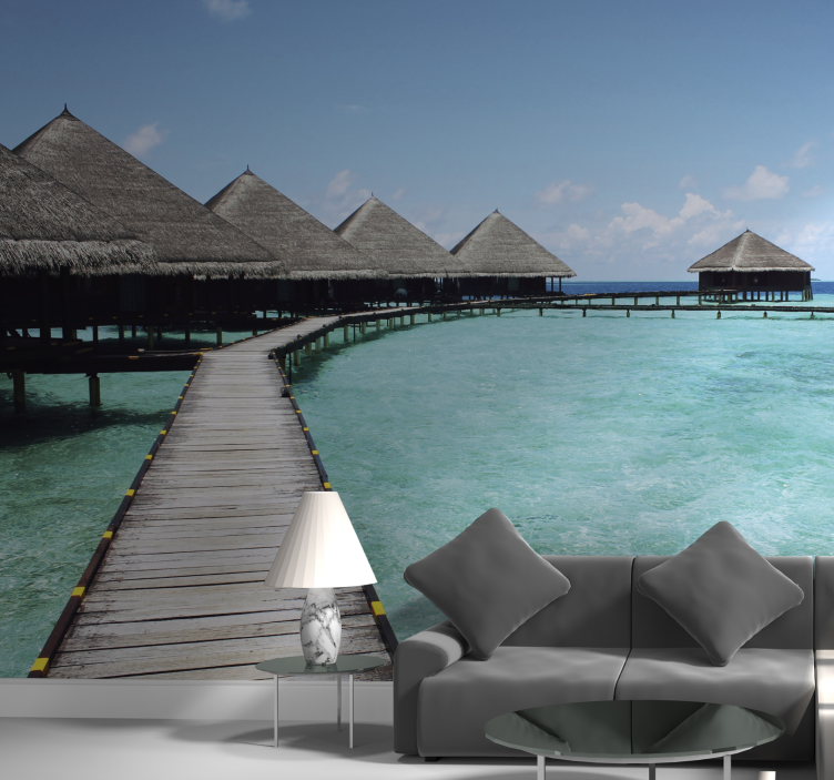 Wall mural nature tropical water villas - TenStickers