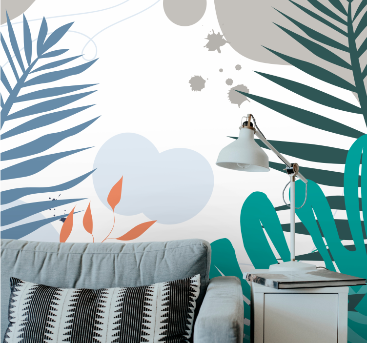Wall mural nature with stylized leaf designs - TenStickers