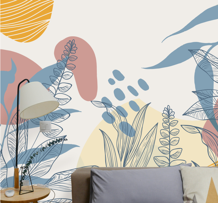 Wall mural nature with stylized plant designs - TenStickers