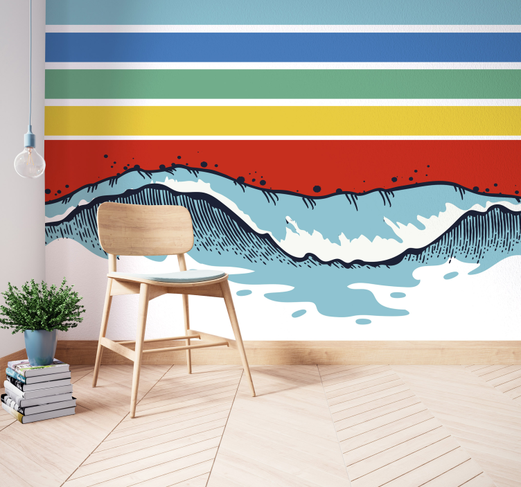 Wall mural nature with stylized wave design - TenStickers