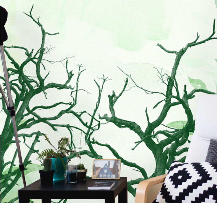 Wall mural trees of detailed tree silhouettes - TenStickers