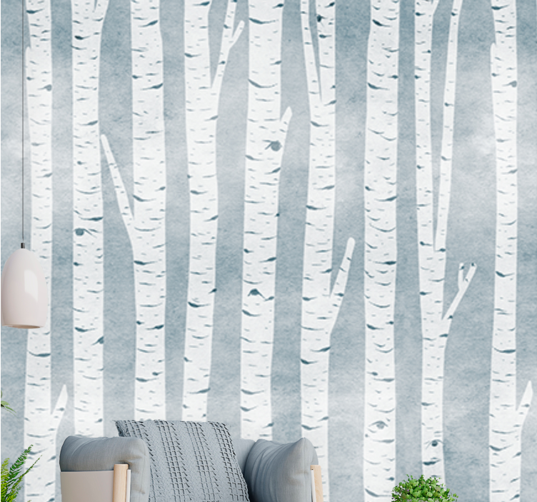 Wall mural trees white birch forest - TenStickers
