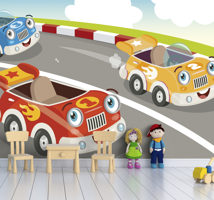 Wall mural vehicle cartoon race cars - TenStickers