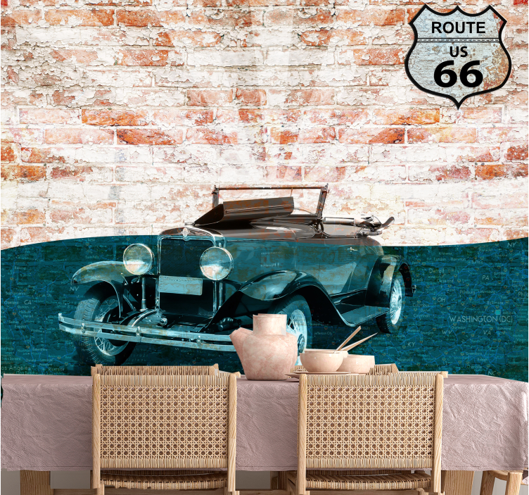 Wall mural vehicle classic car journey - TenStickers