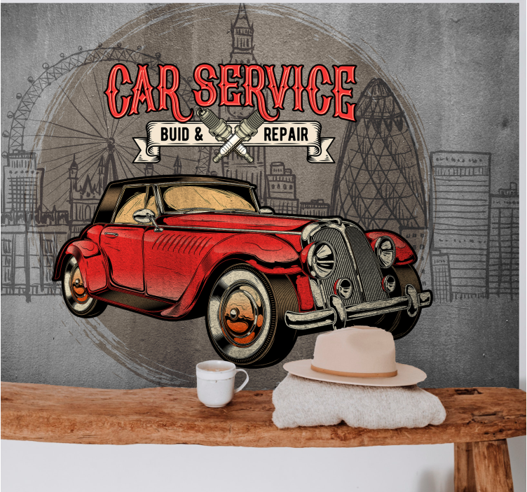 Wall mural vehicle classic car service - TenStickers