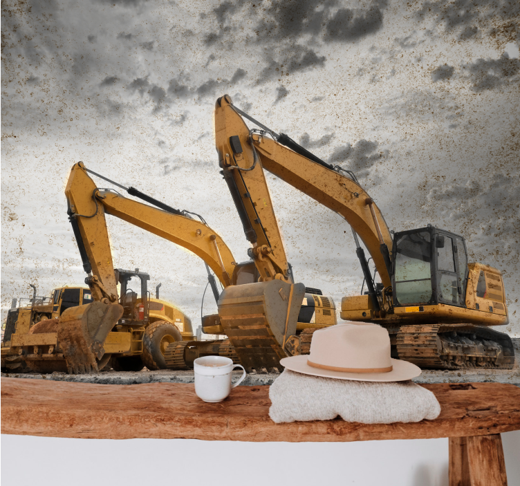 Wall mural vehicle construction machinery showcase - TenStickers