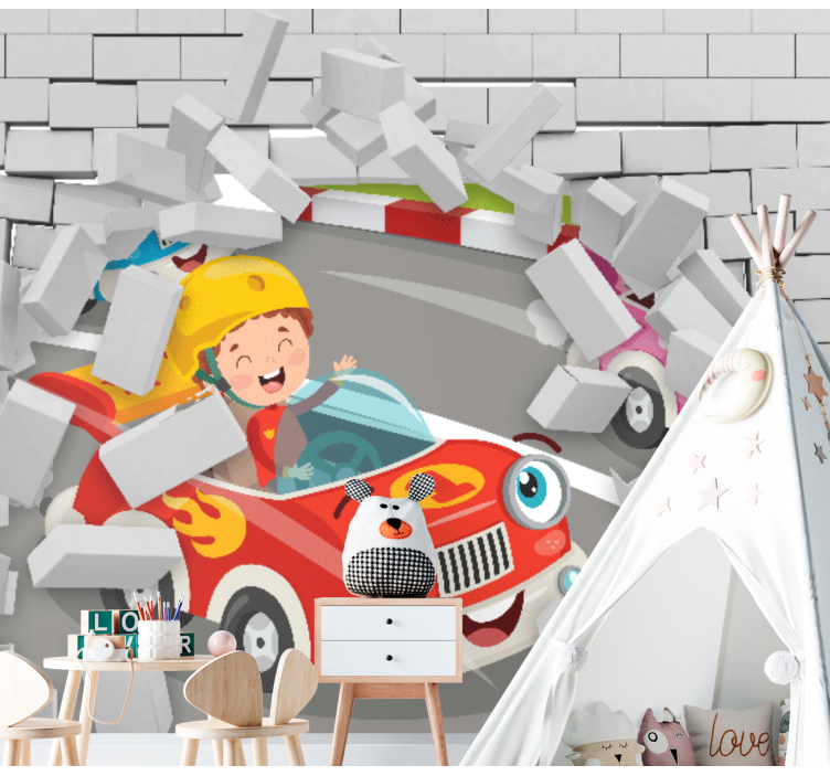 Wall mural vehicle joyful race scene - TenStickers