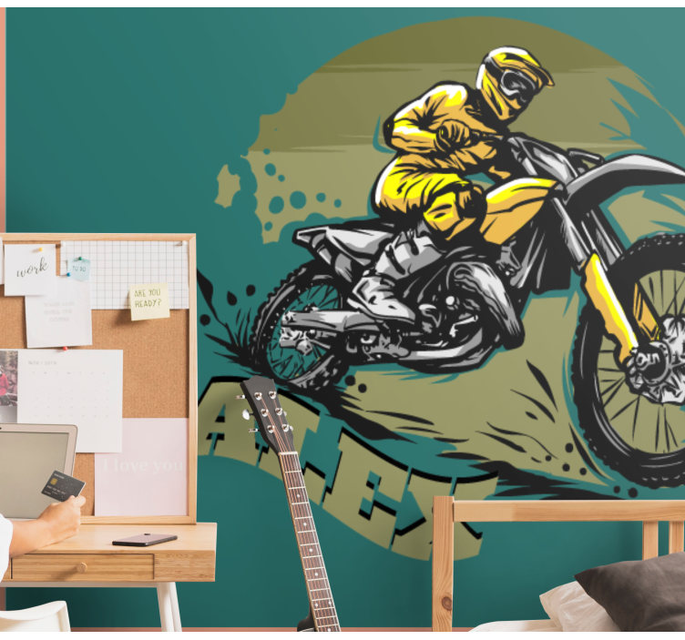 Wall mural vehicle motocross rider action scene - TenStickers
