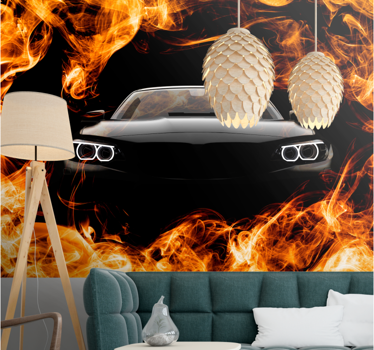 Wall mural vehicle racing car flames - TenStickers