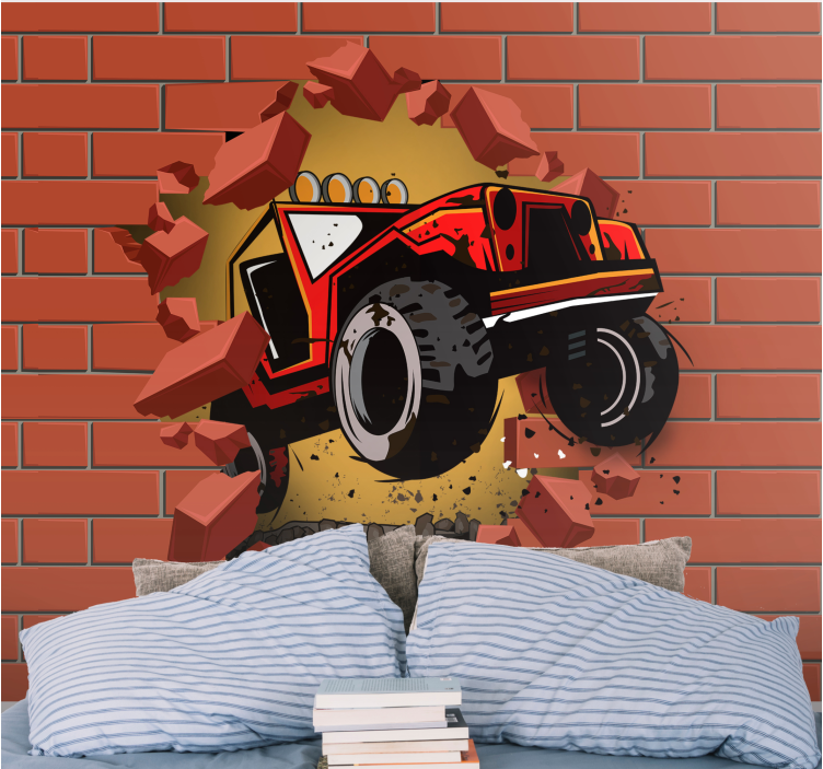 Wall mural vehicle red monster truck - TenStickers