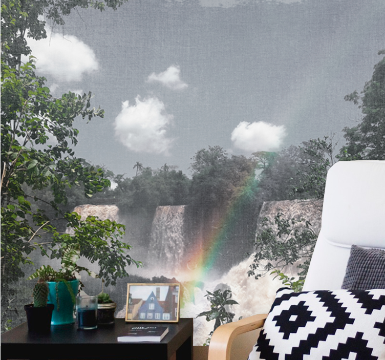 Wall mural waterfall rainforest waterfall scene - TenStickers