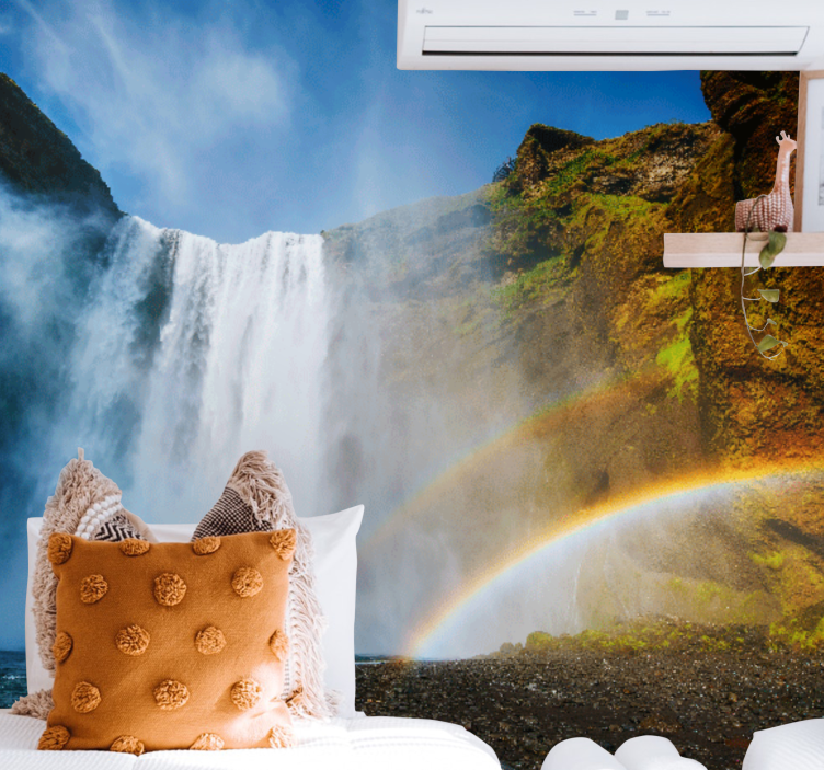 Waterfall with Rainbow Wall Mural - TenStickers