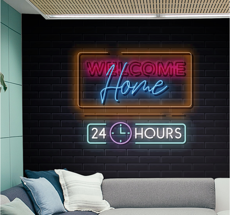 Welcome home 24 hours quote wall mural - TenStickers