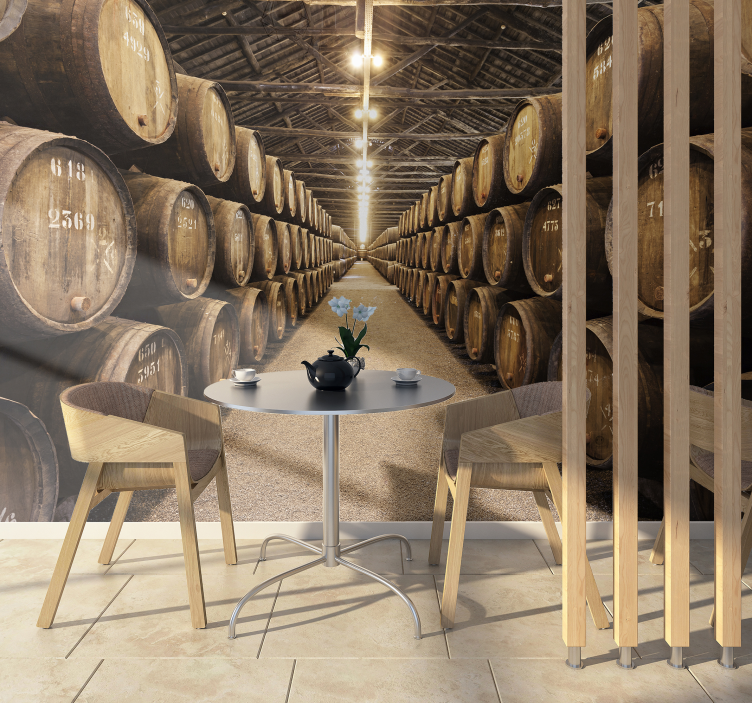 Wine barrels Wood Wall Mural - TenStickers
