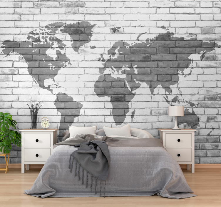 World map wallpaper global outline design - TenStickers