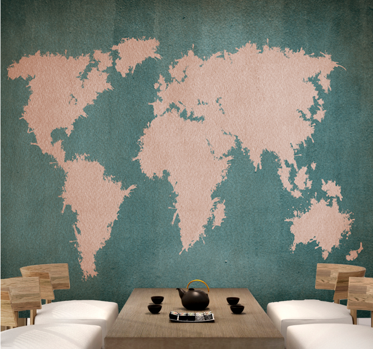 World map wallpaper global world outline - TenStickers