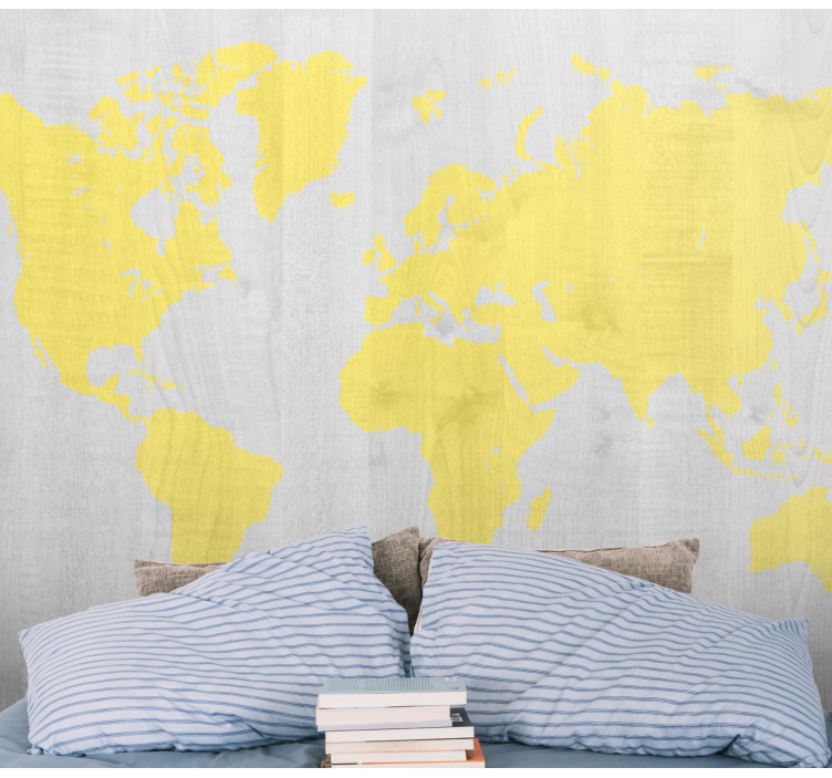 World map wallpaper yellow world map - TenStickers