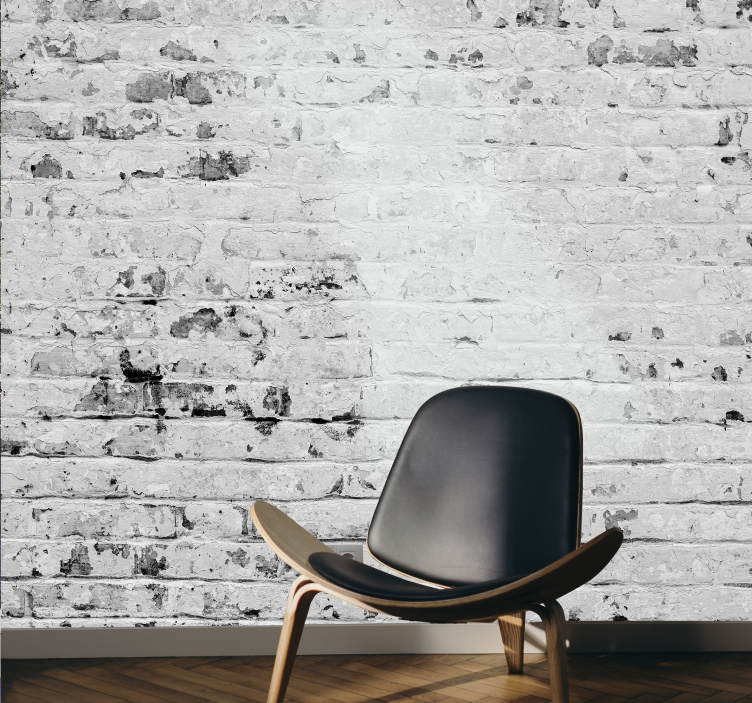 Worn white brick texture  brick wall mural - TenStickers
