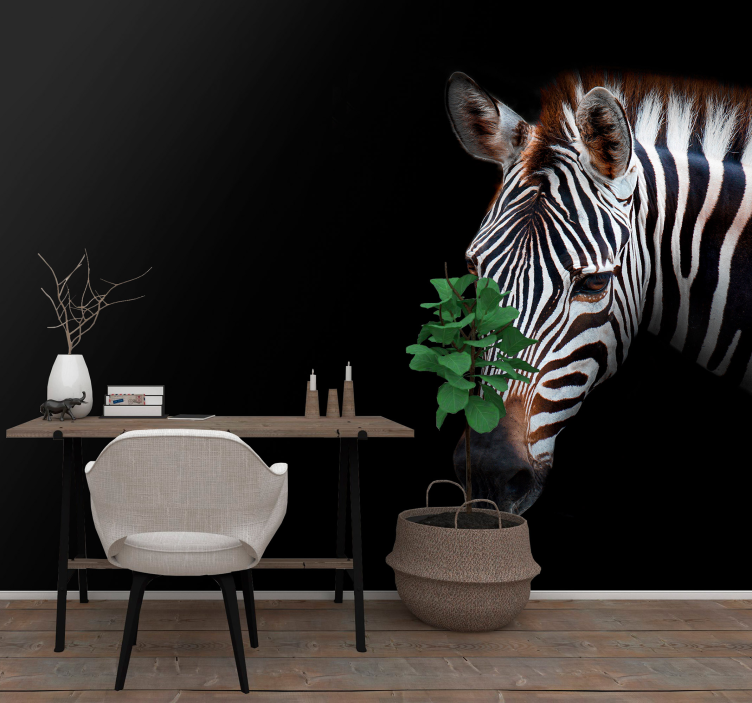 Zebra Detail Portrait animals wall mural - TenStickers