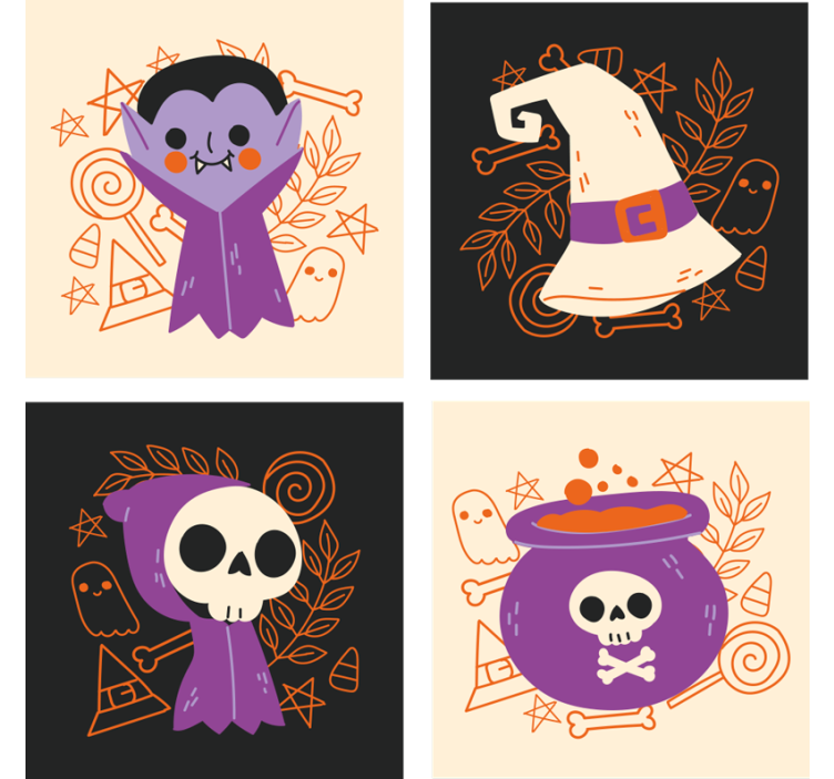 Cute Halloween monsters drink coaster - TenStickers