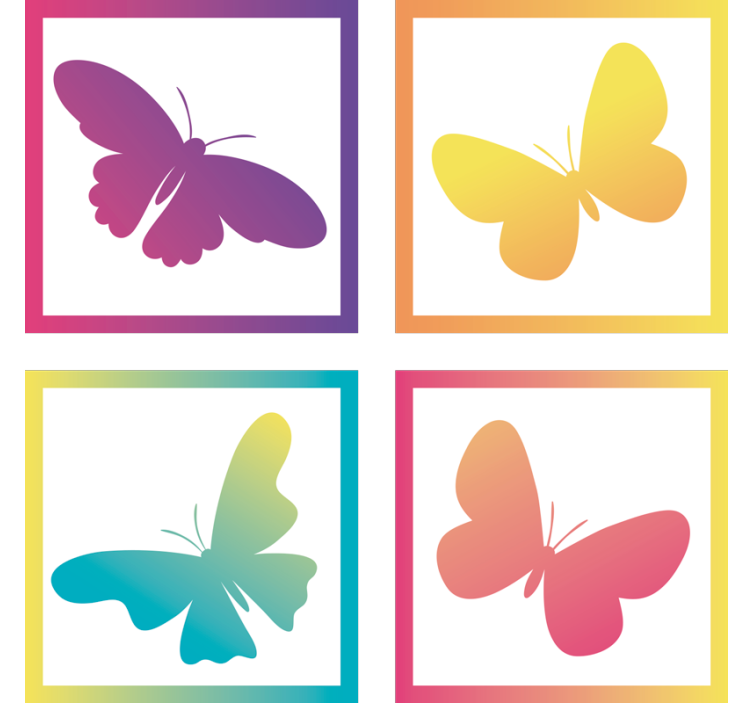 Modern coasters with colorful butterfly designs - TenStickers