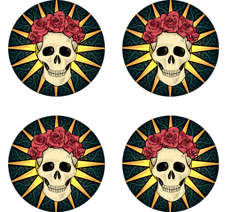 women skull with rose halloween coaster - TenStickers
