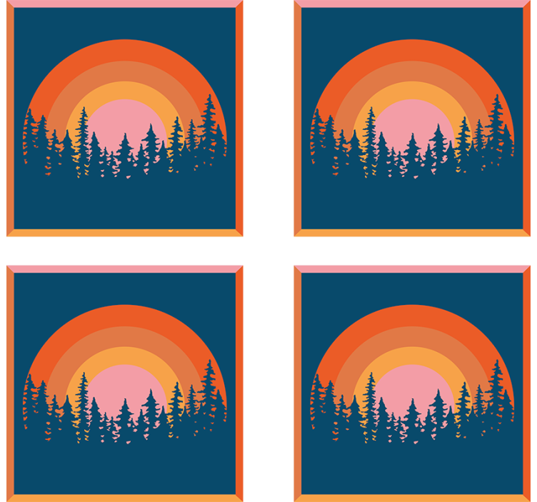 Vintage Sun and trees 70s coasters - TenStickers