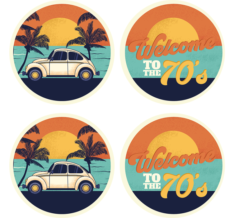 Vintage coasters retro coastal landscape - TenStickers