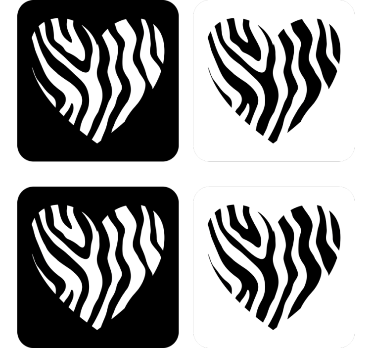 Geek coasters zebra pattern heart shape - TenStickers