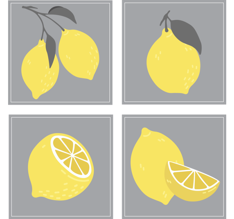 Lemon illustrations set coasters - TenStickers