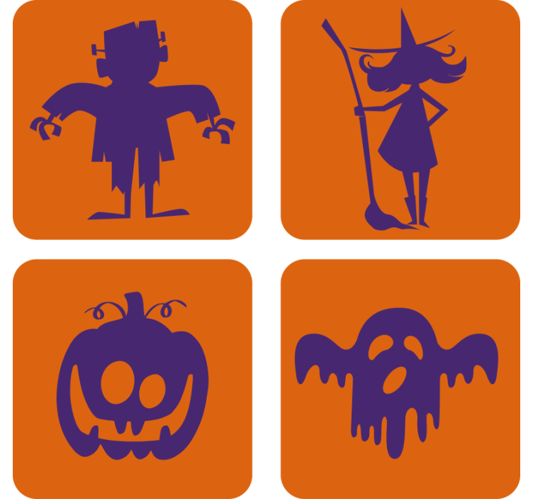 Frankenstein witch pumpkin ghost halloween coaster - TenStickers