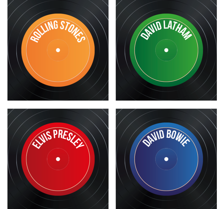 Geek coasters vinyl record labels - TenStickers