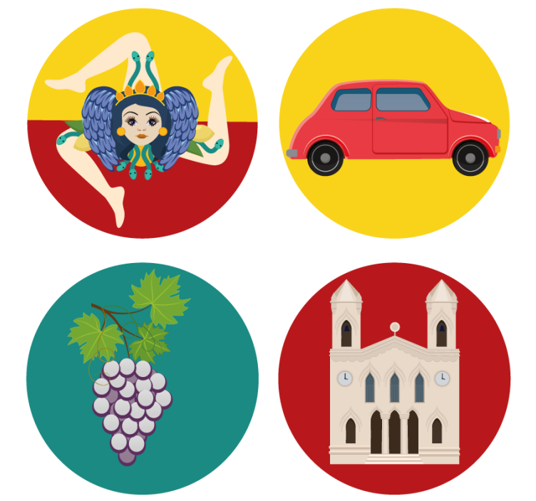 Modern coasters sicilian mythology grapes - TenStickers