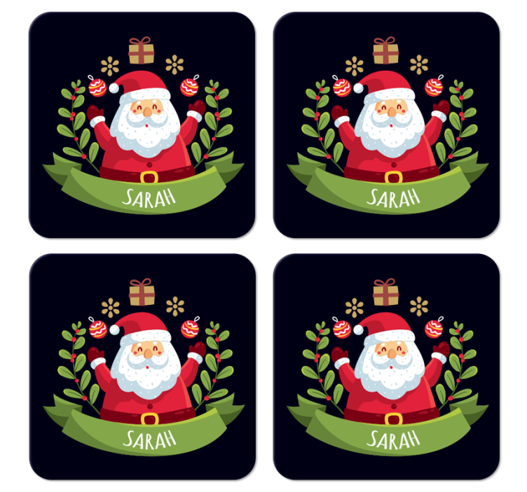 santa claus with name christmas coaster - TenStickers