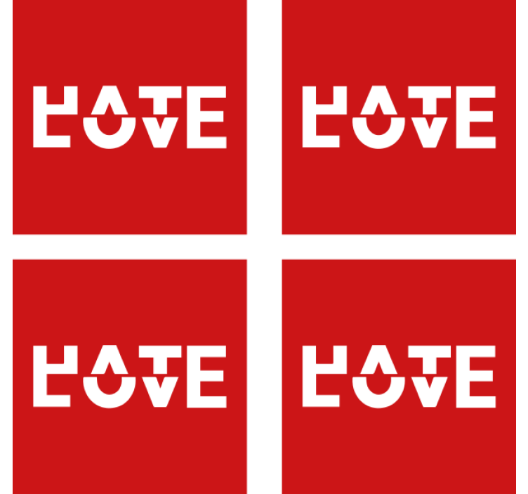 Hate love text vinyl coasters - TenStickers