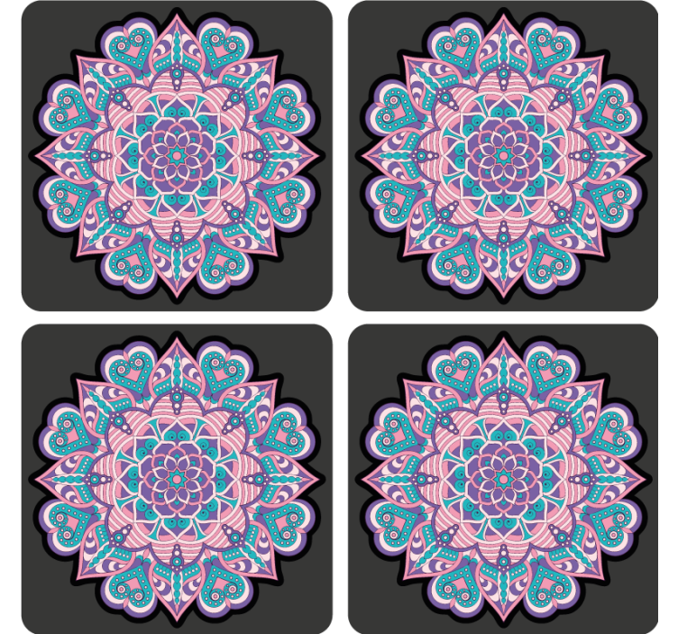 Geek coasters colorful heart mandala design - TenStickers