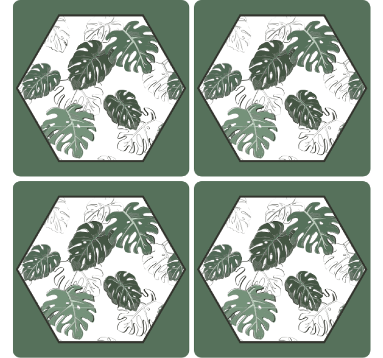 Coasters hexagonal leaf design - TenStickers